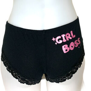 Girl Boss Black GirlBoss Panty MEDIUM Glitter Pink Cotton Hipster Unique NEW